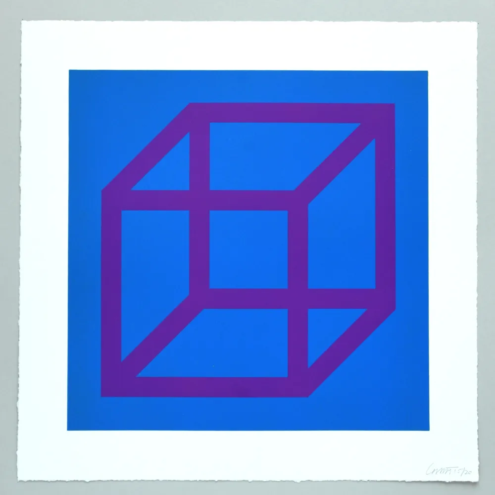 Linogravura Lewitt - Open Cube in Color on Color Plate 28