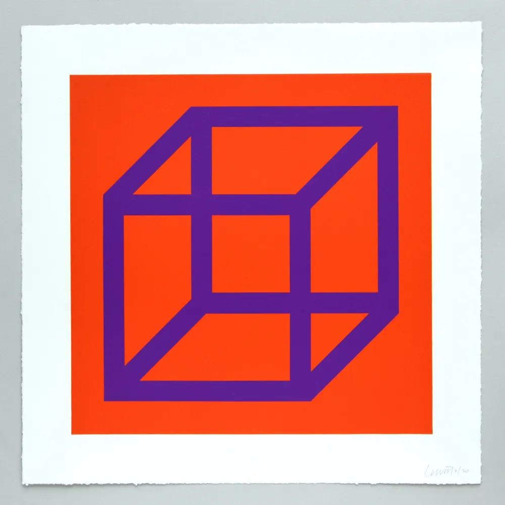 Linogravura Lewitt - Open Cube in Color on Color Plate 29