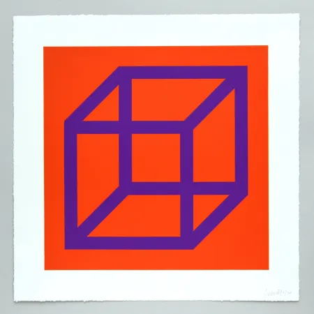 Linogravura Lewitt - Open Cube in Color on Color Plate 29