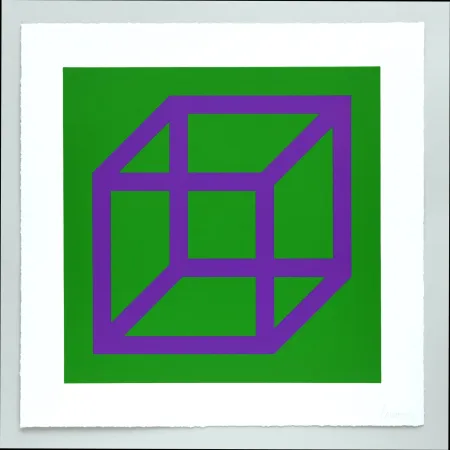 Linogravura Lewitt - Open Cube in Color on Color Plate 30