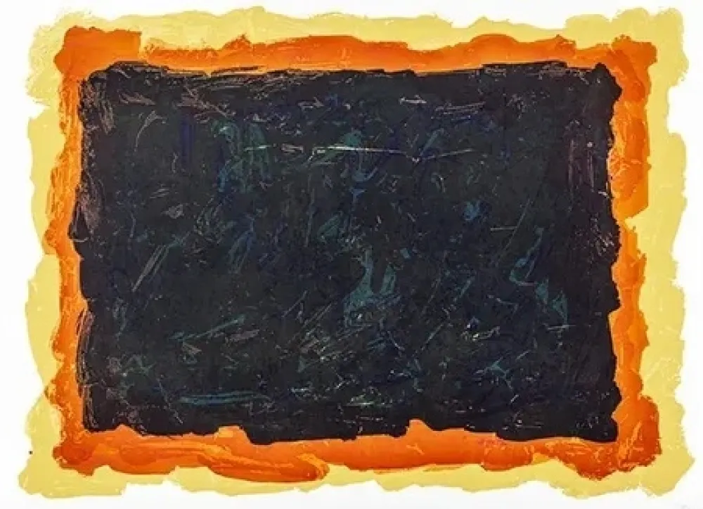 Água-Tinta Lewitt - Rectangles irréguliers rouges, jaunes et bleus superposés.