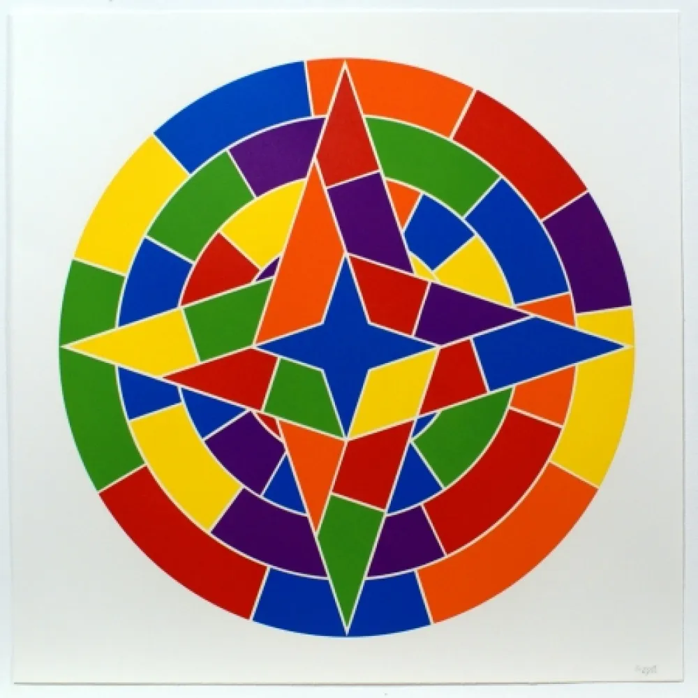 Linogravura Lewitt - Tondo 2 (4 point star)