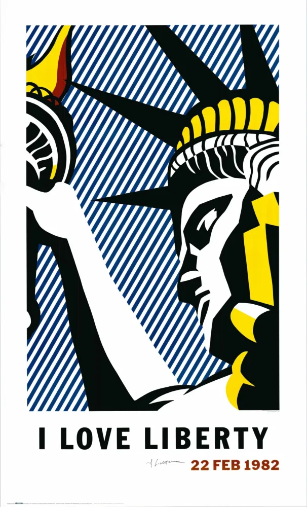 Litografia Lichtenstein - 'I Love Liberty' Hand-Signed 1982 Offset-lithograph
