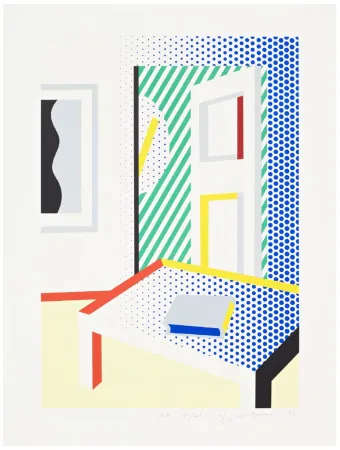 Serigrafia Lichtenstein - Virtual Interior with Book, 1996