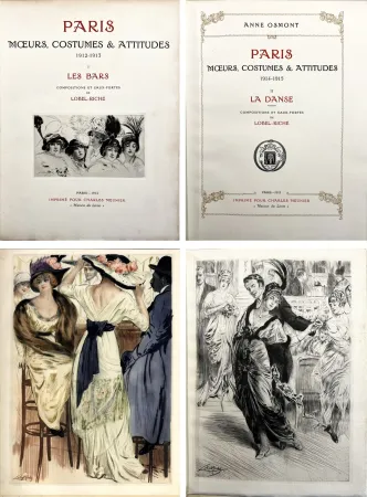 Livro Ilustrado Lobel-Riche - PARIS : LES BARS + LA DANSE. 2 volumes. 122 gravures (1912-1915)