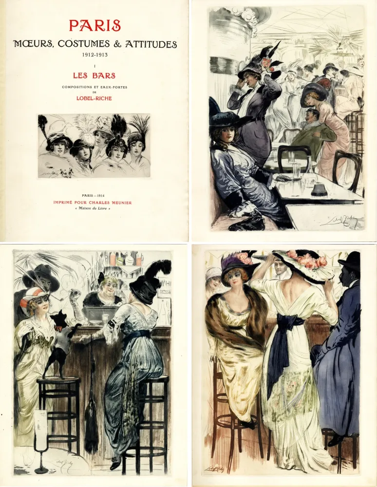 Livro Ilustrado Lobel-Riche - PARIS. MŒURS, COSTUMES ET ATTITUDES, 1912-1913. LES BARS (M. Guillemot).
