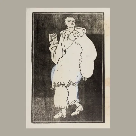 Xilogravura Löffler - Pierrot mit Syrinx (Pierrot with Syrinx)