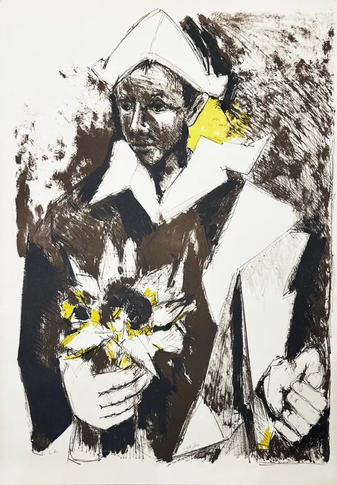Litografia Lorjou - Arlequin au tournesol
