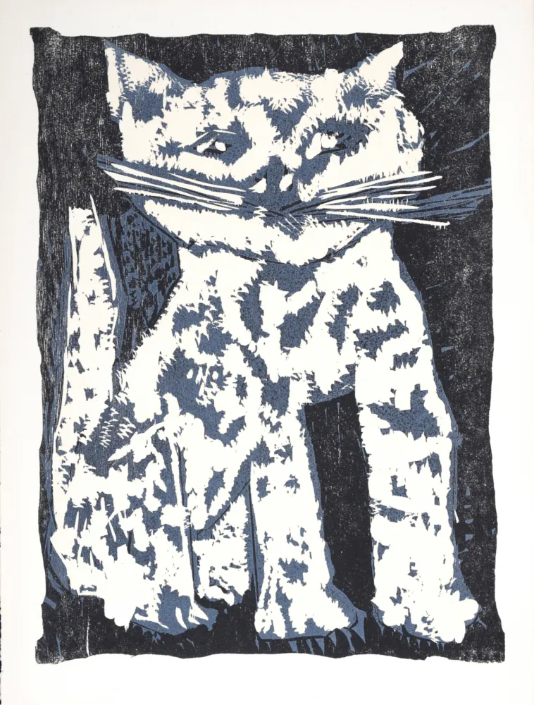 Xilogravura Lorjou - Le Chat, 1965