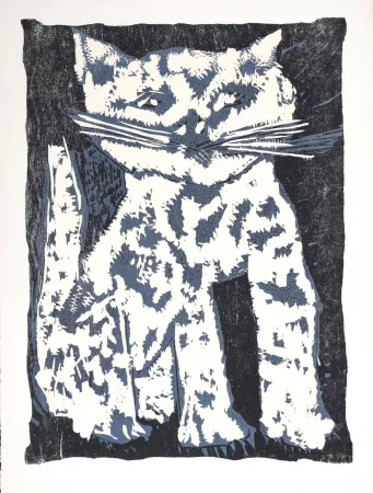 Xilogravura Lorjou - Le Chat, 1965