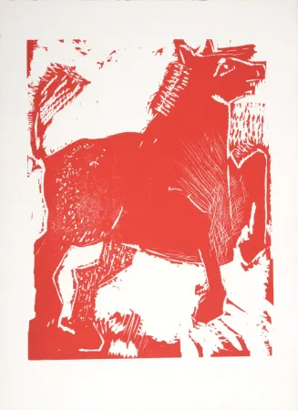 Xilogravura Lorjou - Le Cheval, 1965