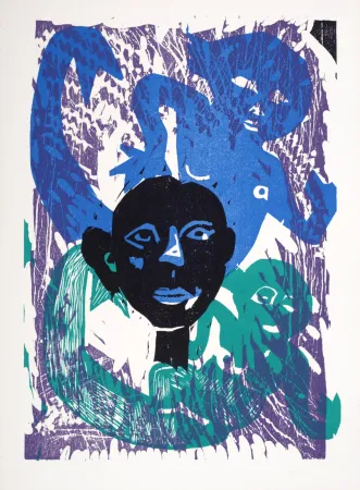 Xilogravura Lorjou - Le Cortège d'Orphée, 1965