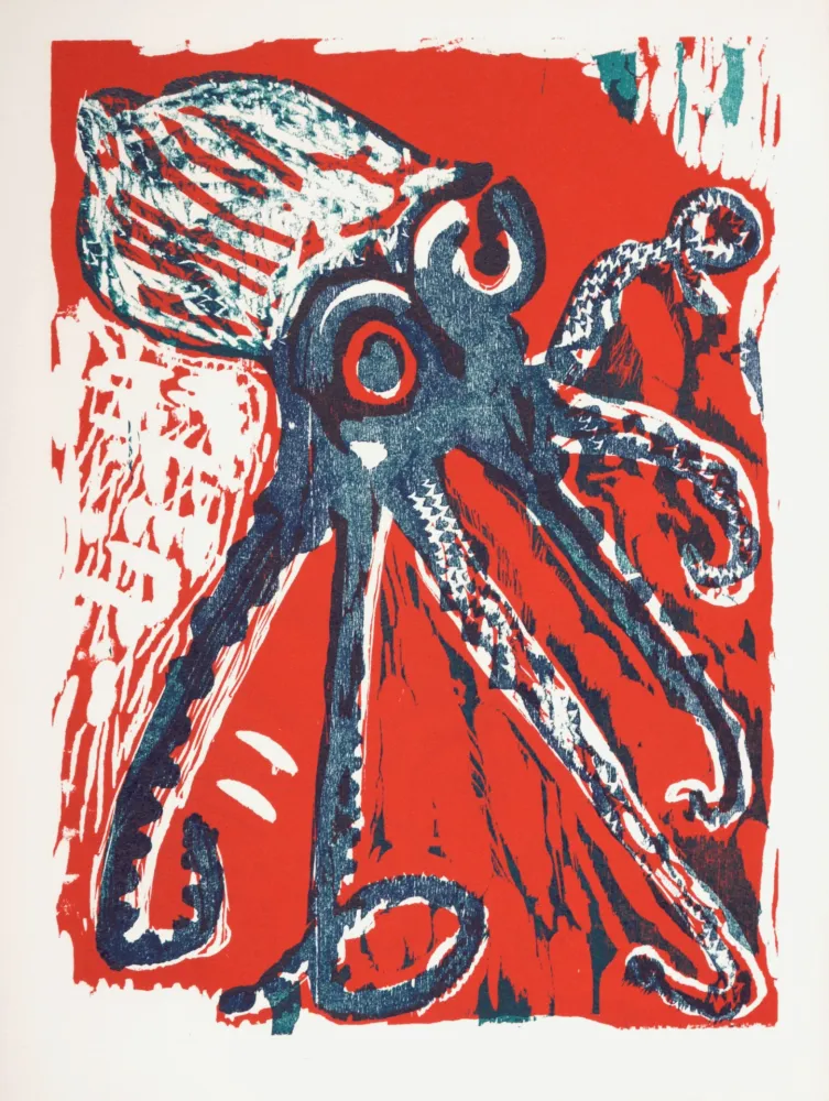 Xilogravura Lorjou - Le Poulpe, 1965