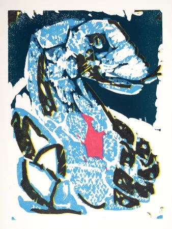 Xilogravura Lorjou - Le Serpent, 1965