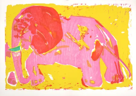 Xilogravura Lorjou - L'Elephant, 1965