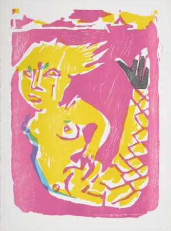 Xilogravura Lorjou - Les Sirènes, 1965