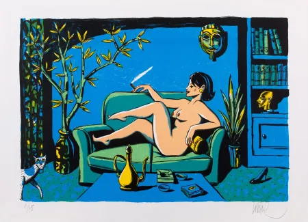 Litografia Loustal - Nu au Masque