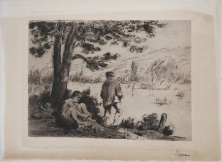 Ponta-Seca Luce - Maximilien LUCE - Après-midi d'Été dans l'Yonne Vers 1890 - Gravure originale signée