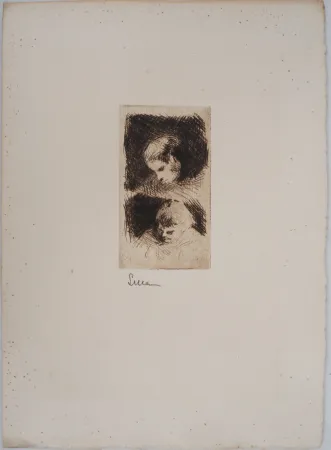 Ponta-Seca Luce - Maximilien LUCE - Etude d'un jeune enfant Vers 1890 - Gravure originale signée 