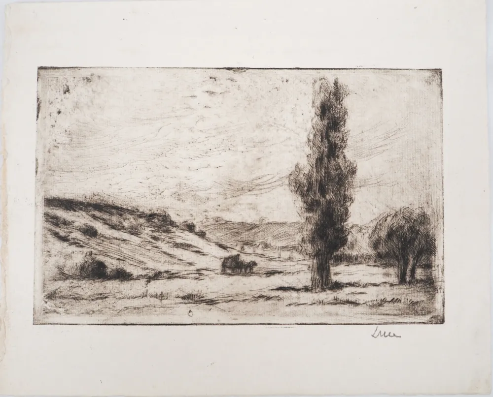 Ponta-Seca Luce - Maximilien LUCE - Paysage de campagne Vers 1900 - Gravure originale signée