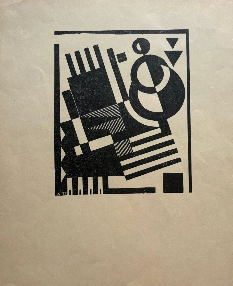Linogravura Maes - Composition 10 (proof for Belgian periodical 