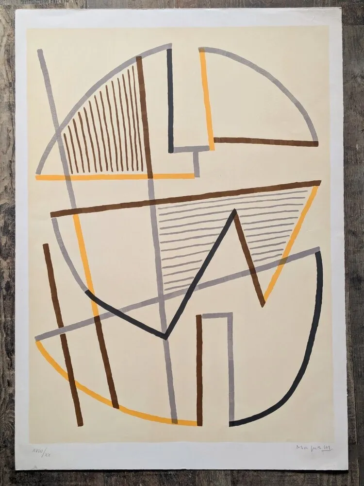 Litografia Magnelli - Alberto Magnelli, Donna Seduta, Hand-Signed Lithograph in 7 colors,