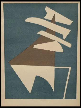 Litografia Magnelli - Composition sur fond bleu 