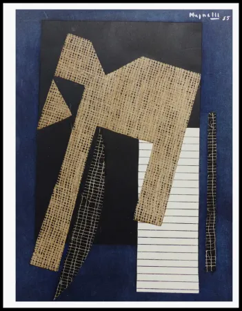 Estêncil Magnelli - PAPIER COLLE SUR FOND BLEU