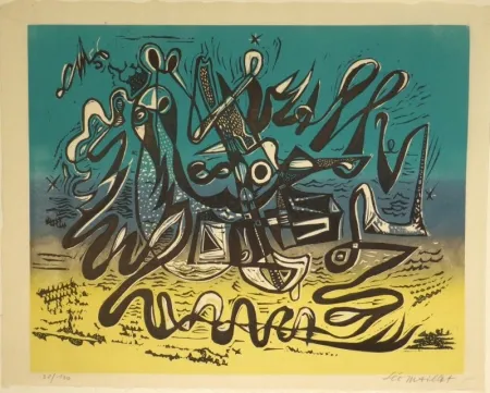 Linogravura Maillet - Tanz einer Najade / Danse d’une Naïade