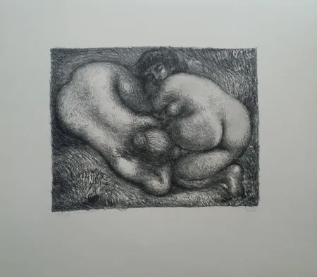 Litografia Maillol - Deux femmes dans l'herbe (1926) 