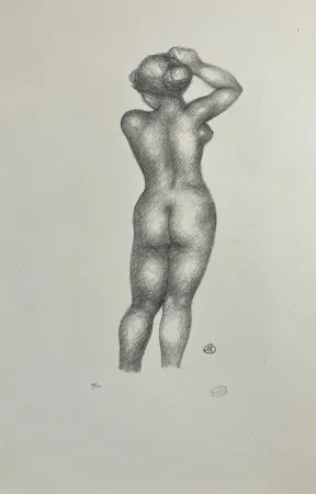 Litografia Maillol - Nu de dos, bras levé. 1925.