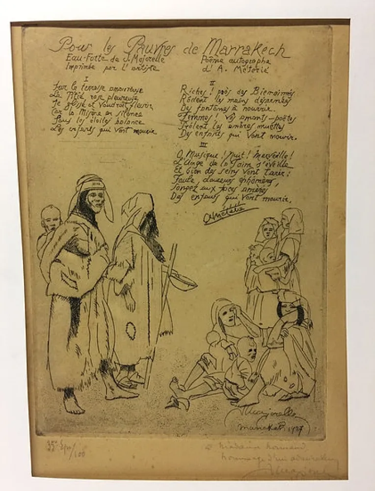 Água-Forte Majorelle - Pour les pauvres de Marrakech. 