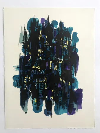 Litografia Manessier - L'enfant dans la cité des ombres VI : La Montagne Sainte-Geneviève