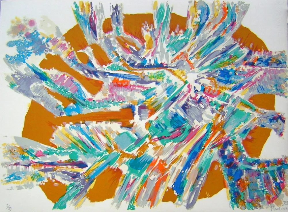 Litografia Manessier - Suite de Paques XV, L'Apparitition de Jésus af Marie de Magdala