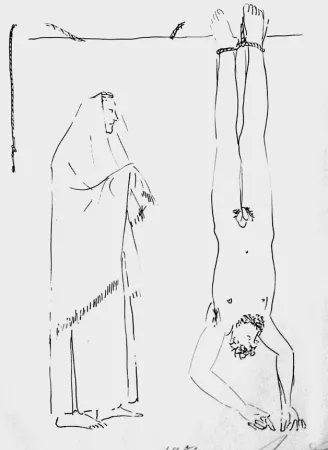 Litografia Manzu - Partigiano impiccato