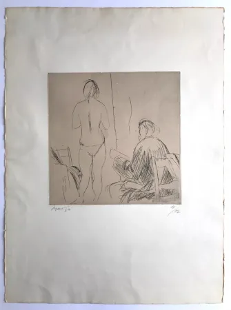 Água-Forte Manzu - Pittore et modella