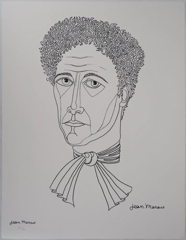 Litografia Marais  - Portrait de Jean Cocteau