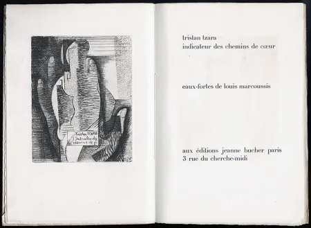 Livro Ilustrado Marcoussis - Tristan Tzara. INDICATEUR DES CHEMINS DE COEUR. Paris, 1928.