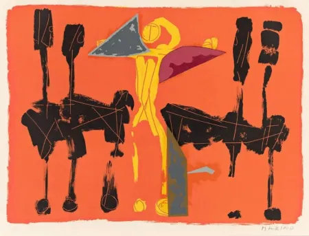 Litografia Marini - L107 Chevaux Et Cavaliers IV