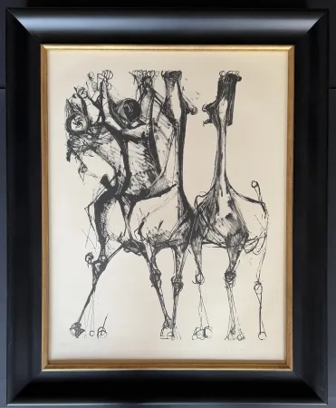 Litografia Marini - Marino Marini (1901 - 1980) - CAVALIERS ET CHEVAUX, FOND CREME - lithograph on paper - 1952
