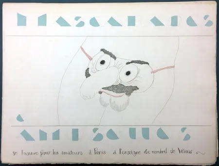 Livro Ilustrado Martin - MASCARADES ET AMUSETTES. Exemplaire unique avec 14 dessins originaux de Charles Martin (1933)