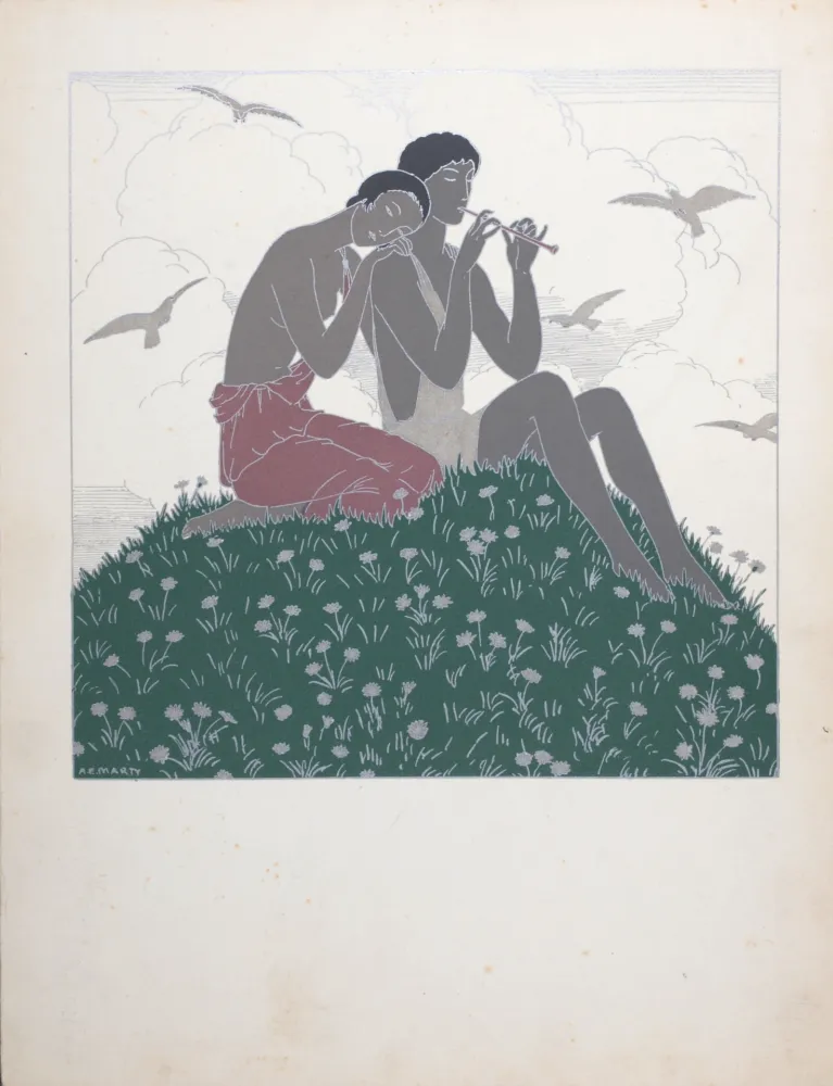 Estêncil Marty - Les Amoureux, circa 1920