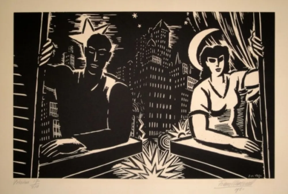 Xilogravura Masereel - Voisins