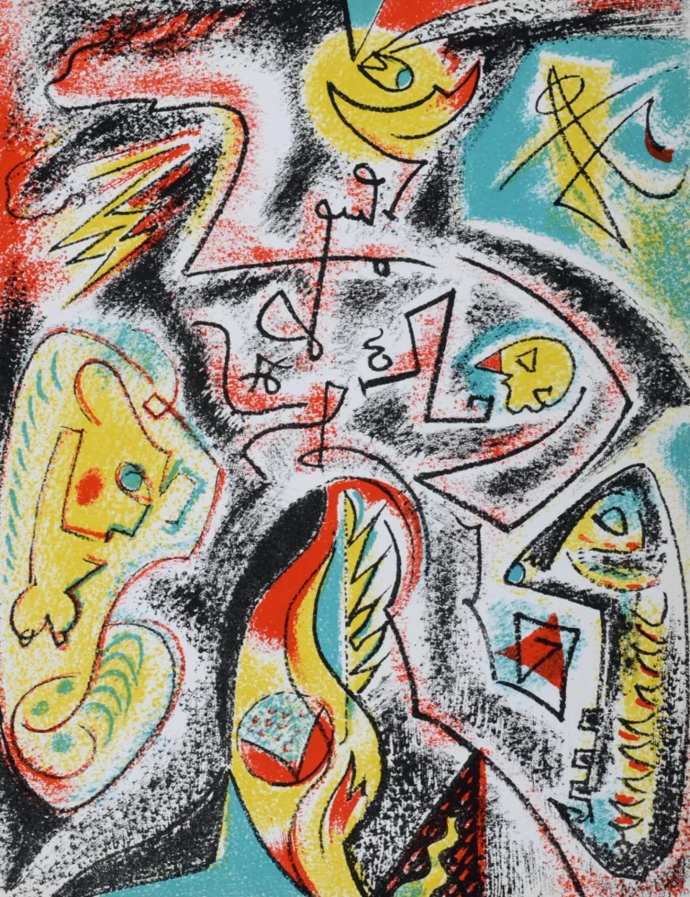 Litografia Masson - Composition abstraite, 1969