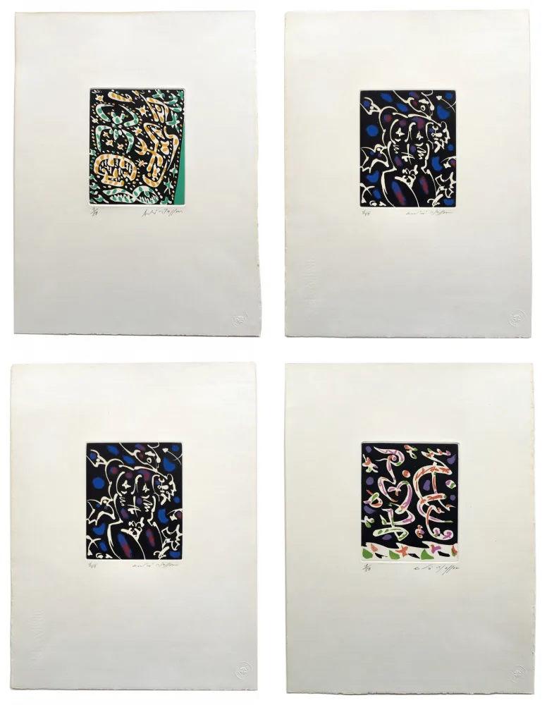 Água-Forte E Água-Tinta Masson - Desnos: MINES DE RIEN. SUITE COMPLÈTE SIGNÉE À GRANDES MARGES (1957).