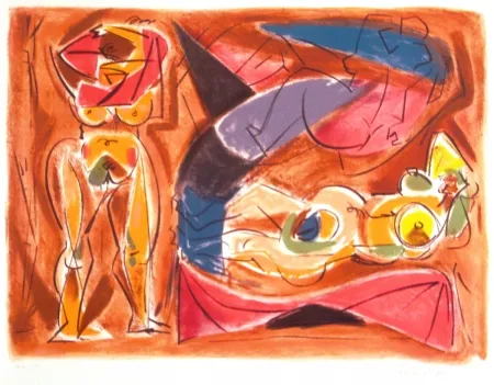 Litografia Masson - Figure rouge