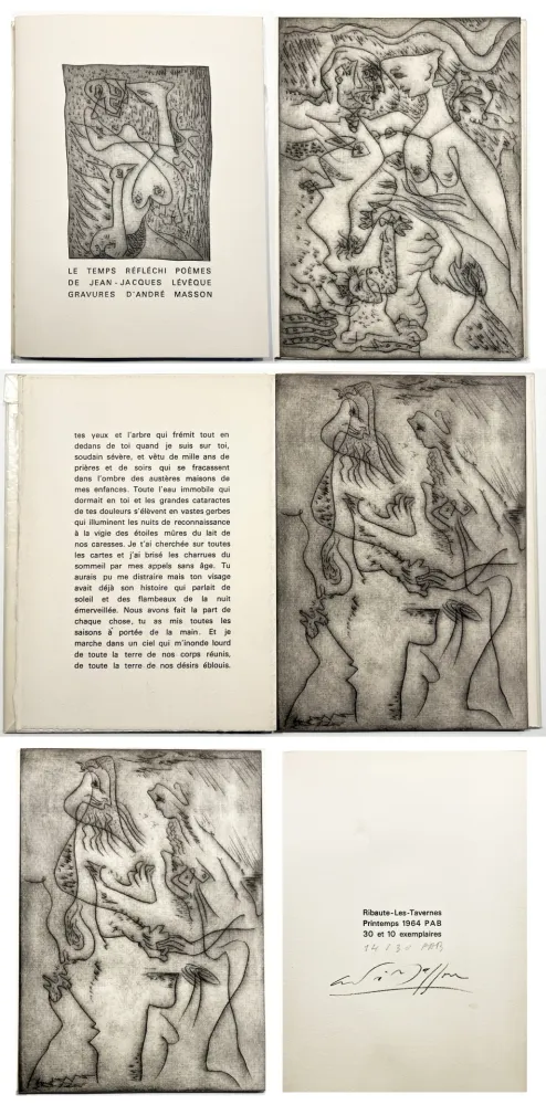 Livro Ilustrado Masson - J.J Lévêque. LE TEMPS RÉFLÉCHI. Gravures d'André Masson. PAB 1964