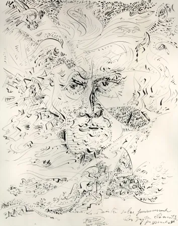 Sem Técnica Masson - Le peintre salue furieusement les quatre éléments passionnels