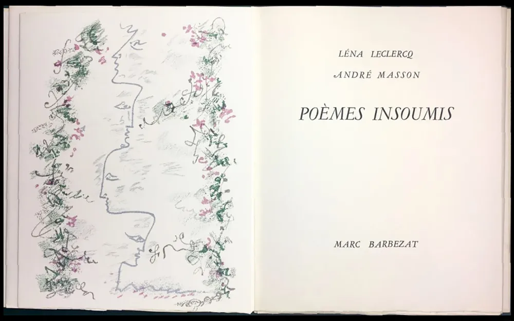 Livro Ilustrado Masson - Léna Leclercq. POÈMES INSOUMIS. 8 lithographies en couleurs (1963)