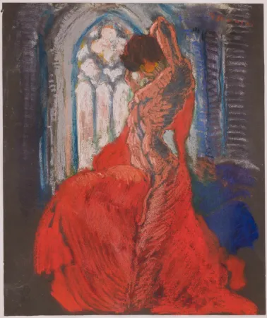 Sem Técnica Masui - Danseuse au voile rouge et vitrail